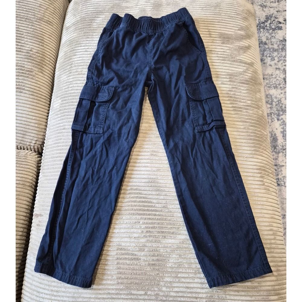 Childrens Place Boys Navy Blue Cargo Pants Elastic Waist Pull On Size 8